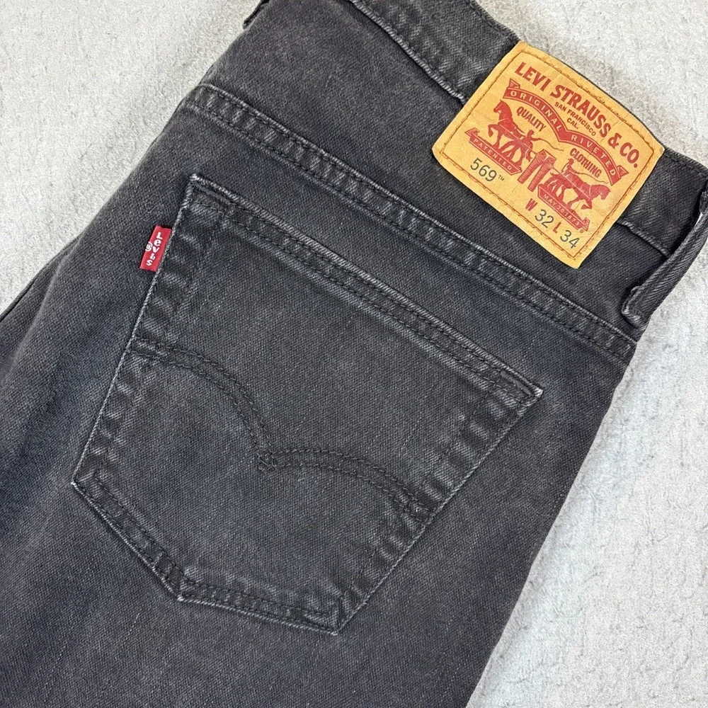 Levi's 569 Loose Straight Jeans Mens 32x34 Black Relaxed Denim